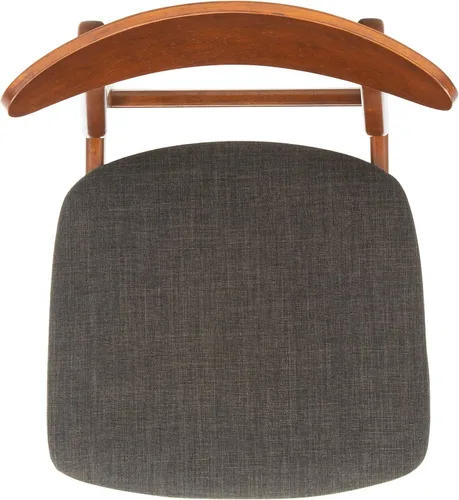 Miniatura 9 de SAFAVIEH Furniture Lucca - Juego de 2 sillas de comedor retro, nogal y negro, madera, diseño tapizado de mediados de siglo, ideal para comedor