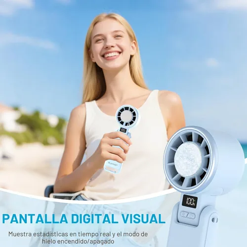 Miniatura 7 de PlayHot Ventilador de mano portátil mejorado con enfriamiento de hielo de 60 °F, hasta 12 horas ventiladores personales recargables portátiles, 5