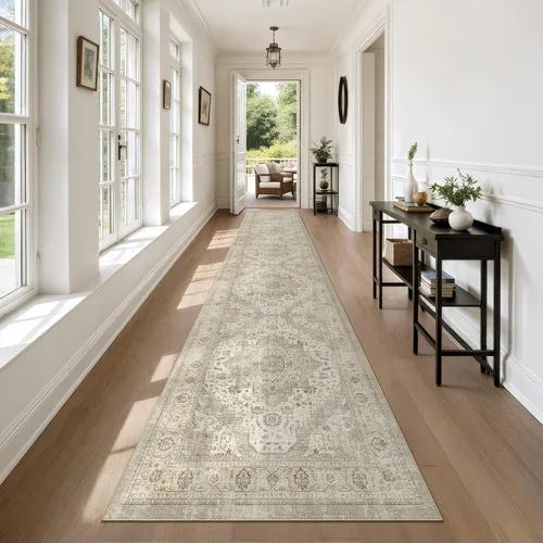 Miniatura 43 de Roxstand Alfombras de 2,44 x 3,05 m para sala de estar, alfombra vintage lavable con respaldo antideslizante, alfombra grande resistente a manchas