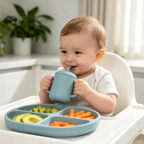Miniatura 2 de Vasos de entrenamiento de silicona – Taza de entrenamiento para beber y taza de destete abierta para bebés de 6 a 12 meses en adelante, juego de Rosa