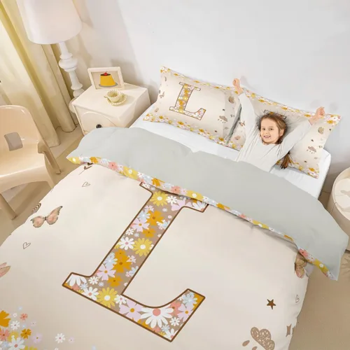 Miniatura 28 de Erosebridal Groovy - Juego de ropa de cama con inicial B de flores de los años 60S y 70S, funda de edredón floral vintage, juego de cama retro