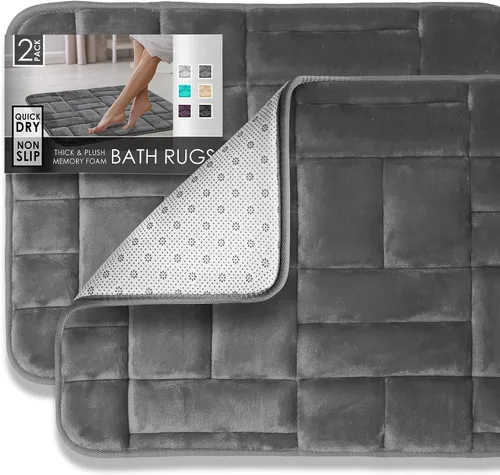 Miniatura 73 de Clara Clark - Tapete para baño, de espuma viscoelástica, terciopelo y felpa ultra suave, antideslizante, lavable a máquina y de secado rápido, de 17