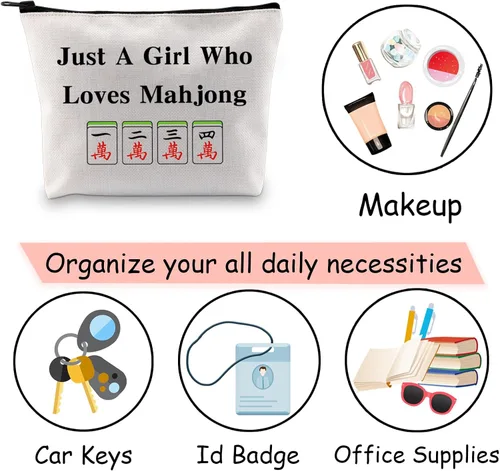 Miniatura 7 de JXGZSO Lucky Mahjong Tiles Bag - Just A Lady Who Loves Mahjong Bolsa de almacenamiento para juegos de mesa