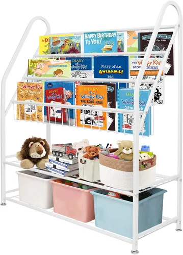 Miniatura 20 de aboxoo Estantería infantil independiente para habitación de niños pequeños de 18 pulgadas, organizador de juguetes, estantería blanca estable
