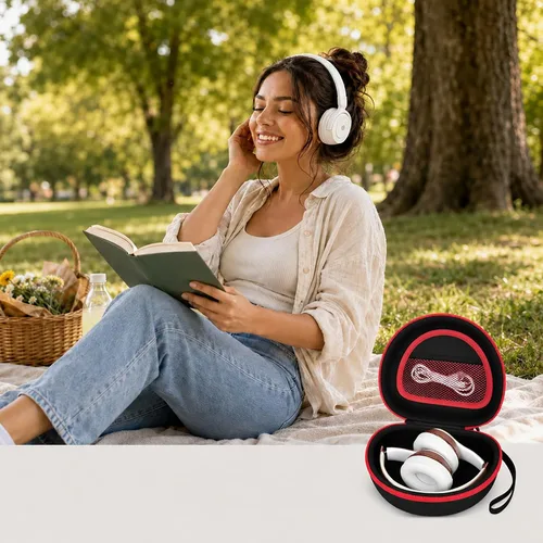 Miniatura 6 de Funda para auriculares compatible con Mpow 059, Beats Studio3, Beats Solo3, Solo2, Picun P26, para Elecder i39 y más, auriculares inalámbricos Negro