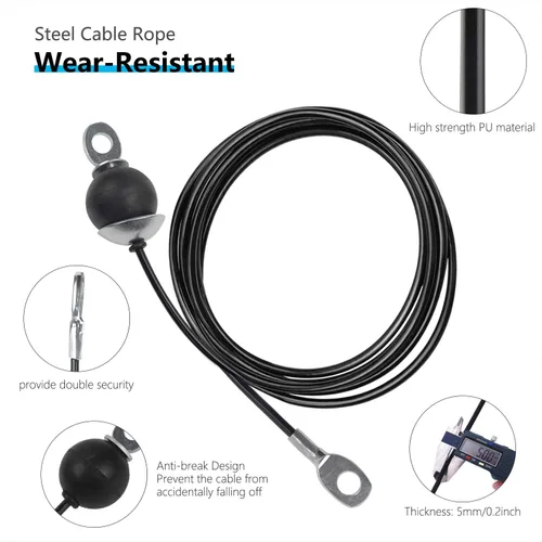 Miniatura 2 de LFJ Replacement Gym Cable with Stopper Ball Fitness Pulley Cable Steel Wire Rope for Cable Machine Home Gym Weight Lift Pulley System Negro