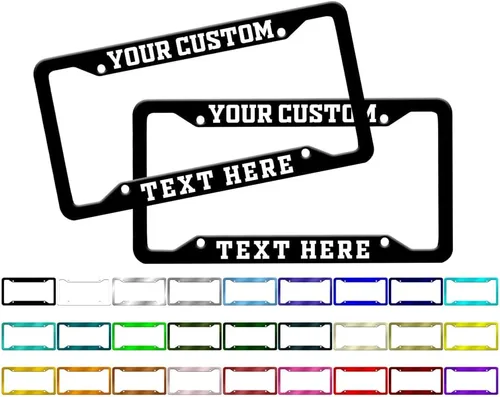 Miniatura 5 de Placa de matrícula personalizada, marco personalizado de colores sólidos para placa de automóvil con tu propio texto, aluminio, soporte universal