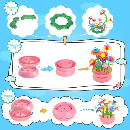 Miniatura 3 de BEMITON - Juego de construcción de flores para niñas, mejores regalos de cumpleaños para niños de 3, 4, 5, 6, 7 años, kit de arte y manualidades