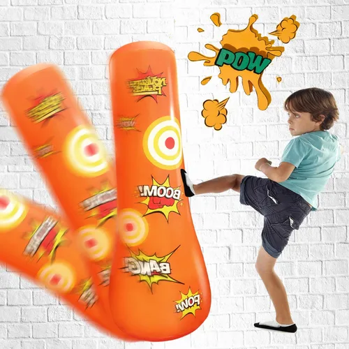 Miniatura 2 de Novelty Place Saco de boxeo inflable para niños – 4 pies de alto – Juguete de golpear y rebotar de nuevo para niños y niñas, fitness y alivio