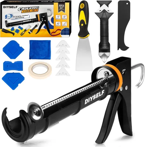 Kit de Pistola de Calafateo DIYSELF, Kit de Herramientas de Calafateo Profesional - Herramienta de Acabado de Sellado de Silicona para Remoción de