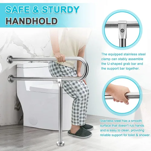 Miniatura 3 de Barras de agarre para discapacitados, pasamanos de inodoro de 30 pulgadas, barra de seguridad para baño, barandilla de soporte de mano, accesorios