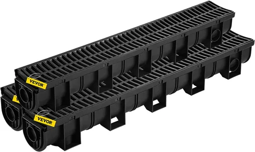 Miniatura 15 de VEVOR Sistema de drenaje de zanjas con rejilla de plástico, drenaje de canal HDPE de 5.9 x 5.1 pulgadas para jardín, entrada de vehículos, paquete