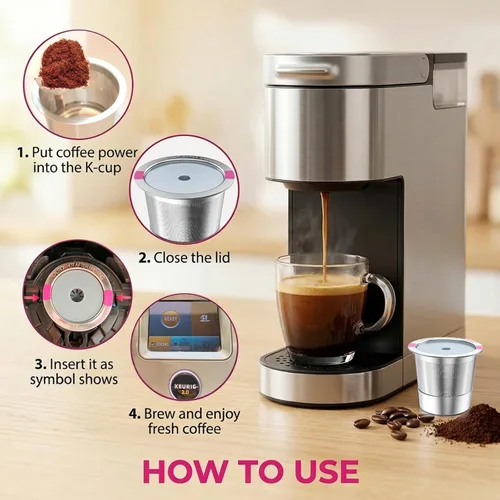 Miniatura 4 de Tazas reutilizables K Cup para Keurig, cápsulas de café reutilizables K Cup compatibles para cafeteras Keurig 1.0 y 2.0, tazas K de acero inoxidable