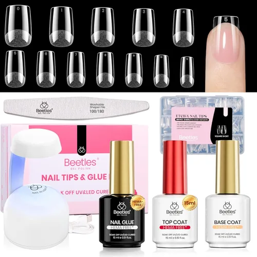 Miniatura 14 de beetles Gel Polish Kit de pegamento para uñas acrílicas, cepillo 5 en 1 súper fuerte, pegamento de gel y esmalte, requiere lámpara LED, regalo