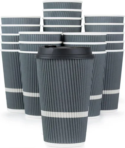 Miniatura 7 de Tazas de café desechables con tapas, taza de café de 16 onzas (paquete de 70). Las tazas de viaje grandes mantienen la forma con bebidas frías