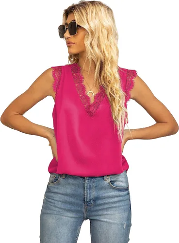 Miniatura 189 de VIISHOW - Camiseta sin mangas, sexy, con cuello en V y bordes de encaje para mujer, camisola de vestir, camisas de gasa, sin mangas, casuales
