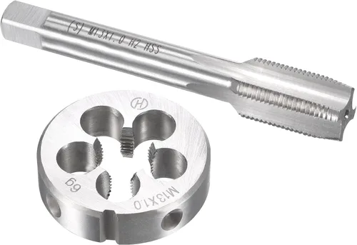 uxcell M13 x 0.039 in Juego de llaves métricas y troqueles, rosca de máquina con troquel de roscado redondo, kit de grifo y troquelado para