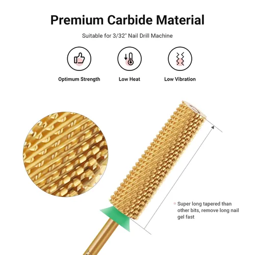 Miniatura 2 de MelodySusie Brocas de uñas cónicas superlargas, brocas de tungsteno de carburo de 3/32 pulgadas, adecuadas para manicura, pedicura, cutícula