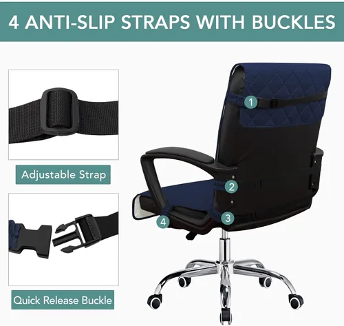 Miniatura 5 de Easy-Going Funda reversible para silla de oficina, resistente al agua, suave, con hebilla antideslizante para sillón o silla sin reposabrazos