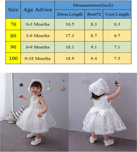 Miniatura 5 de Vestido formal blanco para bautizo o fiesta de boda 3 piezas