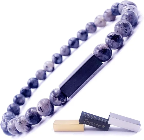 Miniatura 14 de Pulseras de cuentas personalizadas, Pulsera de piedras preciosas de 0.236 in, Pulsera grabada con láser, Pulsera de piedra natural, Pulseras unisex