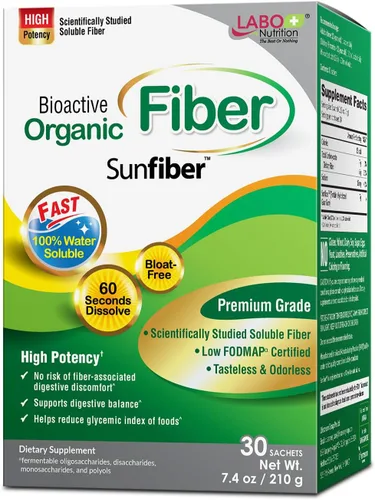 LABO Nutrition Fibra Orgánica Bioactiva – Sunfiber PHGG Fibra Prebiótica Soluble para la Regularidad Digestiva y Salud Intestinal – Goma de Guar