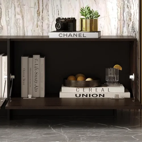 Miniatura 5 de AIEGLE Soporte de TV de 71.7 pulgadas de ancho con 3 cajones abatibles, moderno centro de entretenimiento con almacenamiento, mesa de consola