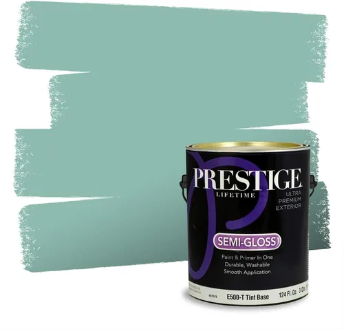 Miniatura 276 de Prestige Paints - Pintura exterior e imprimación en uno, 1 galón, plano, compatibilidad comparable con el color menta «Whipped Mint» de Behr