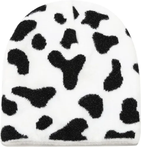 Miniatura 4 de Gorro de invierno con estampado de vaca, diseño de animales, doble capa, color blanco
