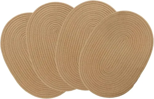Miniatura 9 de Juego de 4 manteles individuales de tejido ovalado de ratán de 12 x 16 pulgadas, manteles individuales de mimbre de algodón, estilo rústico