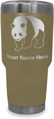 Miniatura 10 de LaserGram Vaso aislado al vacío de 20 onzas, oso panda, grabado personalizado incluido (negro)
