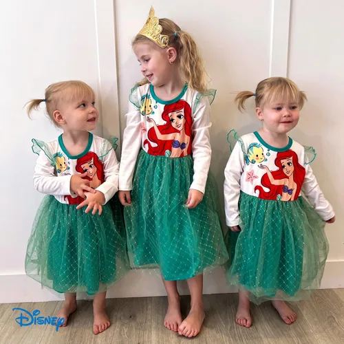 Miniatura 4 de Disney Frozen Elsa Princess Cenicienta Ariel Jasmine Rapunzel Vestido para bebéniño pequeño, vestido de tul superpuesto de malla con volantes