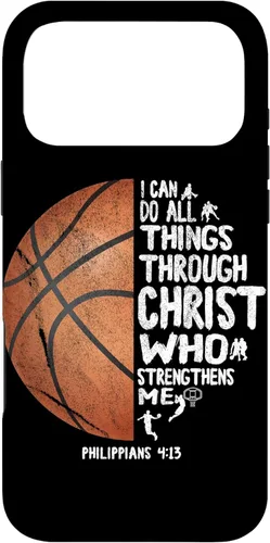 Miniatura 22 de Funda de baloncesto para iPhone 17 con texto en inglés "I can do All Things Through Christ Philippians