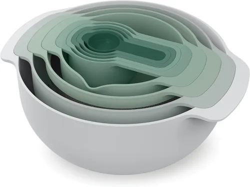 Miniatura 10 de Joseph Joseph Nest 9 Plus - Juego compacto de preparación de alimentos de 9 piezas con tazones para mezclar, tazas medidoras, tamiz y colador