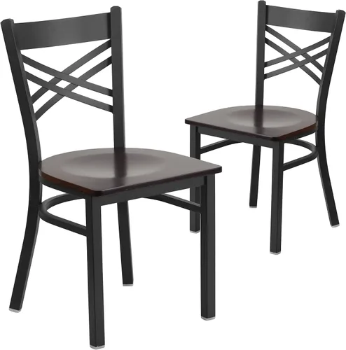 Miniatura 14 de Flash Furniture Serie Hércules Silla de metal para restaurante con respaldo "X", silla moderna tapizada sin apoyabrazos para restaurantes y cocinas