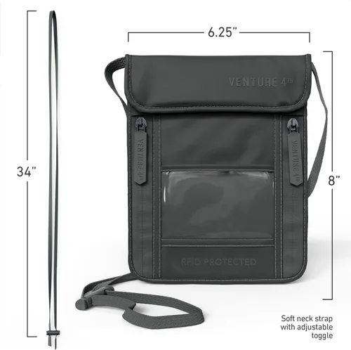 Miniatura 66 de Venture 4th bolsa de cuello de viaje con traba RFID, gris), V4-01-NP-GR
