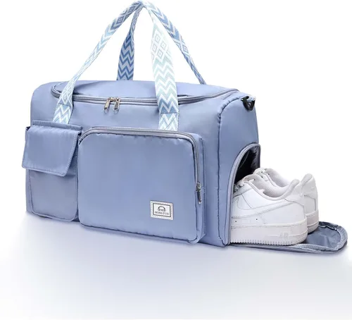 Miniatura 114 de Pequeña bolsa de gimnasio para mujer, bolsa de viaje con compartimento para zapatos