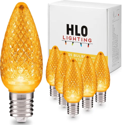Miniatura 33 de HLO Lighting Juego de 25 bombillas LED de Navidad C9 de color blanco cálido para uso en interiores y exteriores Bombilla de repuesto duradera