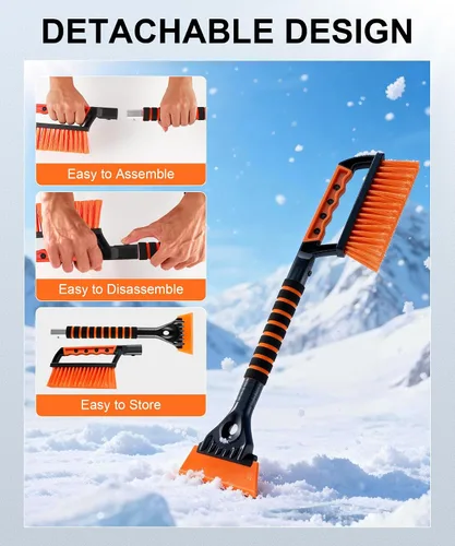 Miniatura 3 de SINGARO Rascador de Hielo y Cepillo de Nieve para Parabrisas de Coche, Raspador de Nieve para Coche, Necesidades de Nieve de Invierno para Coche