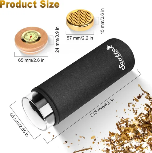 Miniatura 3 de Scotte - Estuche humidificador para puros, en caja de regalo, con higrómetro, tubo de viaje para 5 puros