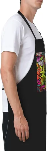 Miniatura 3 de Graffiti Drawing Aprons for Women with 2 Pockets, Kitchen Cooking Apron for Men, Water and Oil Resistant, Adjustable Bib Apron Extra Long Work