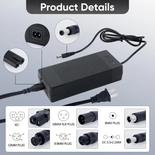 Miniatura 2 de Cargador eléctrico de repuesto con certificación UL de 42 V 2 A con 6 clavijas para cargador Hoverboard de 36 V, compatible con adaptador