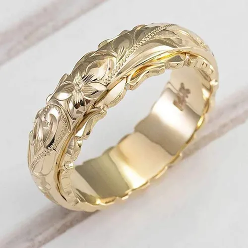 Miniatura 2 de Juego de anillos de acero inoxidable con flores doradas, plateadas, joyas elegantes 925 y anillos de plata (oro, 9)