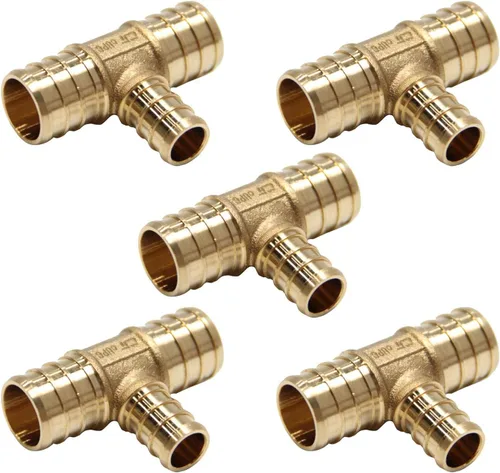 Miniatura 13 de Paquete de 2 accesorios de engarce de latón reductor Pex de 3/4 pulgadas x 3/4 pulgadas x 1/2 pulgadas, ASTM F1807, (PEX1807077-2PCS)