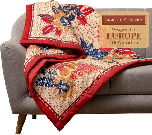 Miniatura 12 de Maison d' Hermine Manta para sofá, ligera y suave, cálida y transpirable, de algodón, para cama, para niñas, niños, mujeres, hombres, regalos, sofá