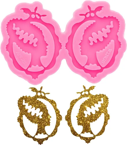 Hermosos aretes de cabeza de mujer, moldes de resina, aretes de bricolaje, llavero, molde de silicona para fundición de resina, hecho a mano,