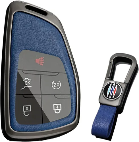 Miniatura 9 de KUNIO Funda para Llavero de Coche Compatible con Chevy Silverado Traverse Equinox Sierra 1500 2500HD 3500HD 2022-2025 Portallaves de Cuero PU Negro