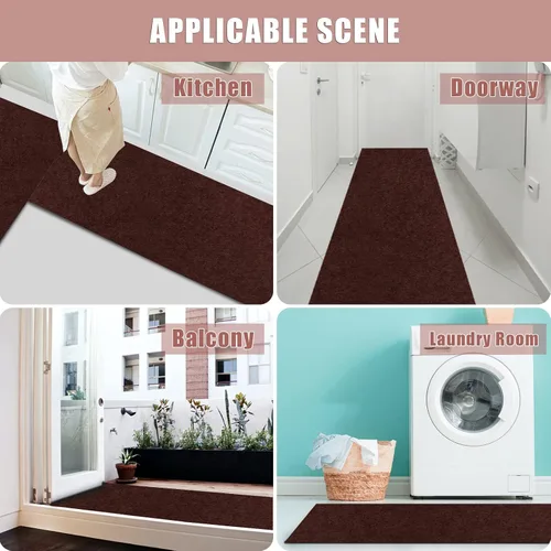 Miniatura 7 de Alfombra de pasillo de 2 x 8 pies, para interiores y exteriores, cocina, entrada, dormitorio, con respaldo de goma antideslizante, alfombra