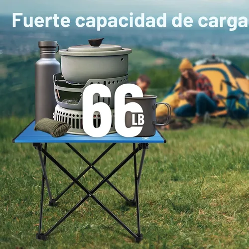 Miniatura 6 de VILLEY - Mesa auxiliar de aluminio portátil, ultraligera y plegable con bolsa de transporte, para acampar, cocinar al aire libre, picnic