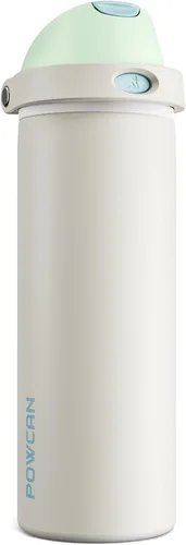 Miniatura 34 de POWCAN - Botella de agua aislada, 24 oz, tapa 2 en 1, boquilla de botón, popote abatible, a prueba de fugas, acero inoxidable, para portavasos